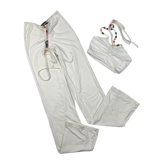 The Kript - Trixie Bead Trim Top & Pants in White - Picture 1 of 8